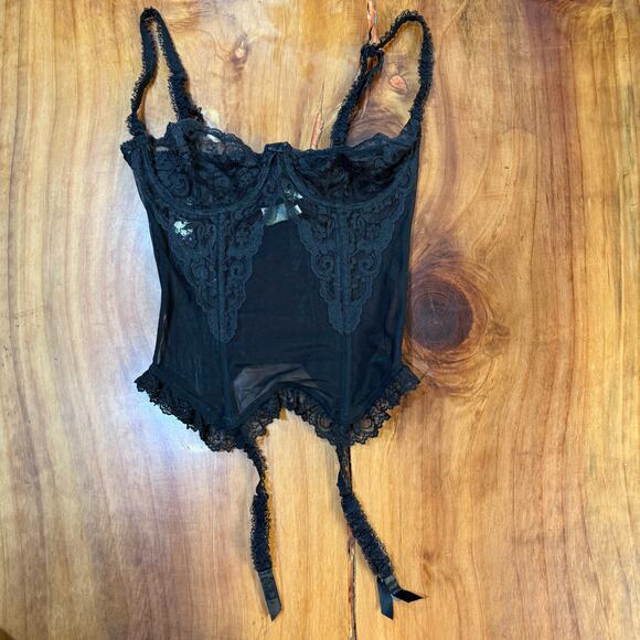 Vintage 80s 90s Victoria's Secret Bustier Lingerie Top 34C Crown Label Sheer Z14 - Picture 1 of 9